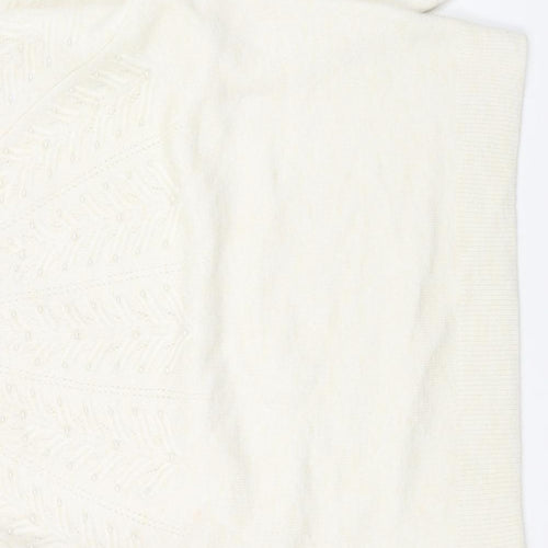 Preworn Womens White Round Neck Acrylic Pullover Jumper Size L