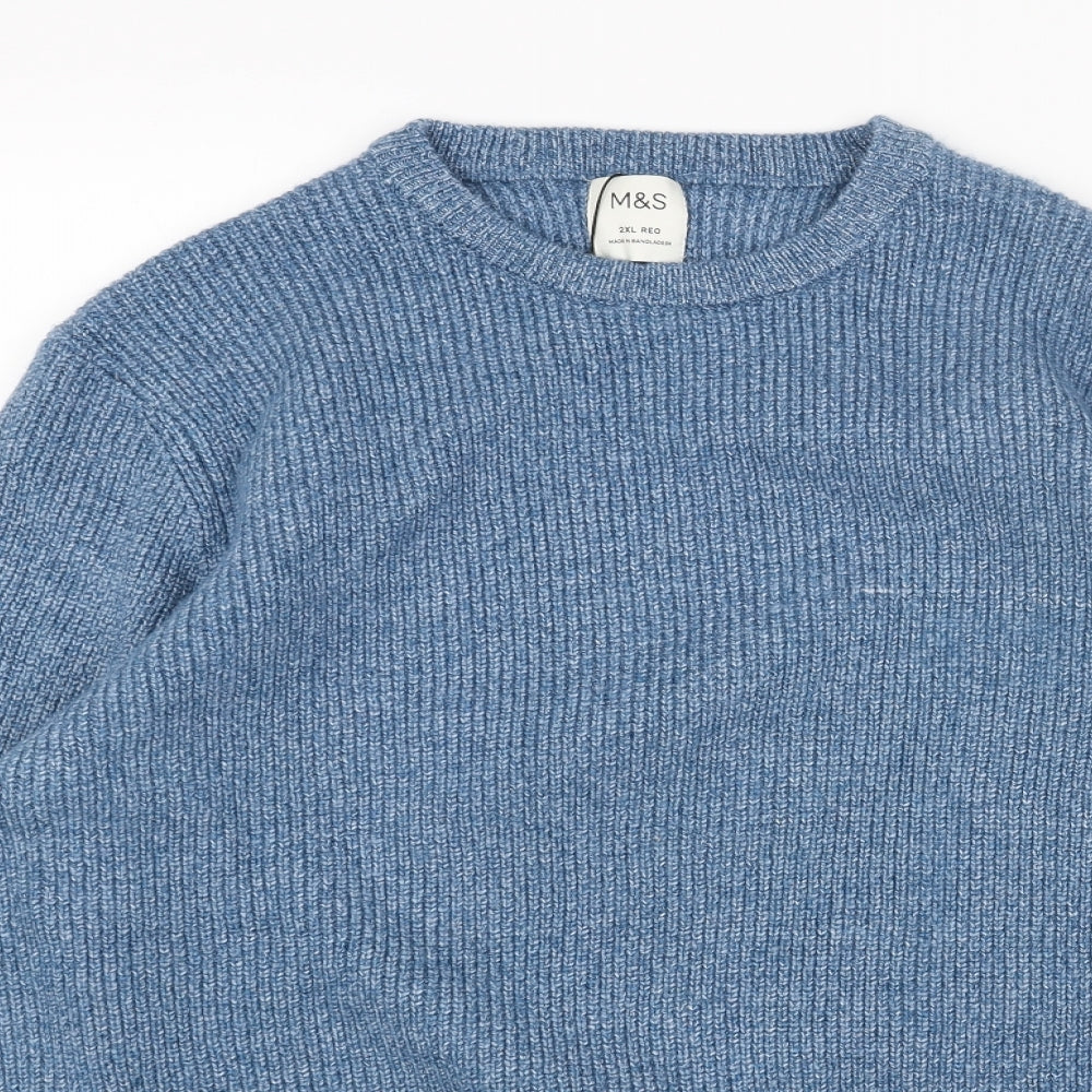 Marks and Spencer Womens Blue Round Neck Polyamide Pullover Jumper Size 2XL
