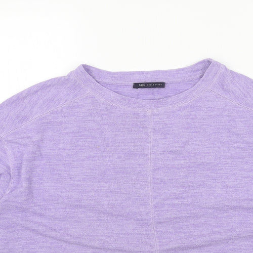 Marks and Spencer Womens Purple Round Neck Viscose Pullover Jumper Size 16