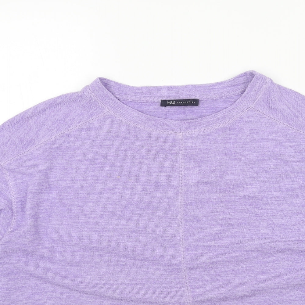 Marks and Spencer Womens Purple Round Neck Viscose Pullover Jumper Size 16