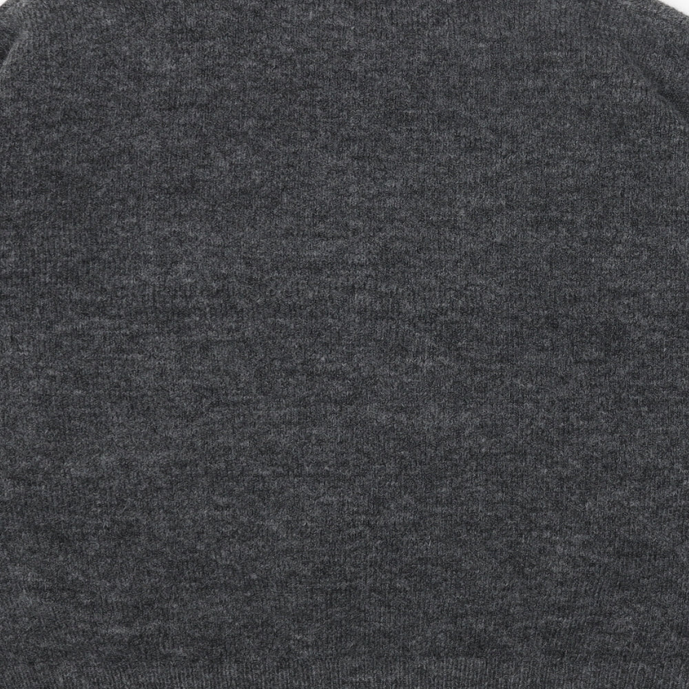 Marks and Spencer Womens Grey Round Neck Geometric Acrylic Pullover Jumper Size L - Star Pattern