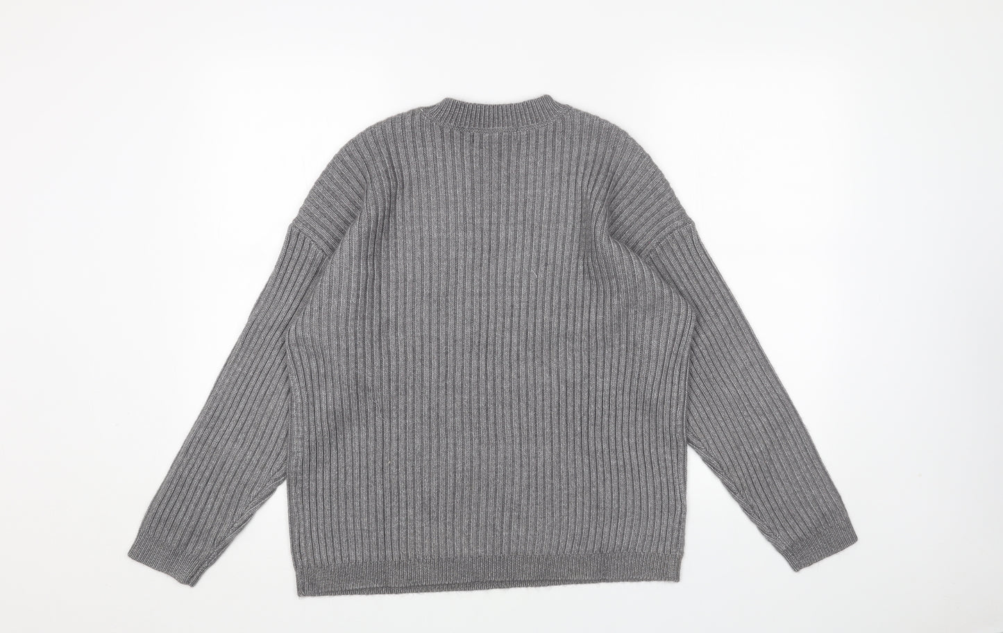 Marks and Spencer Womens Grey Round Neck Acrylic Pullover Jumper Size M