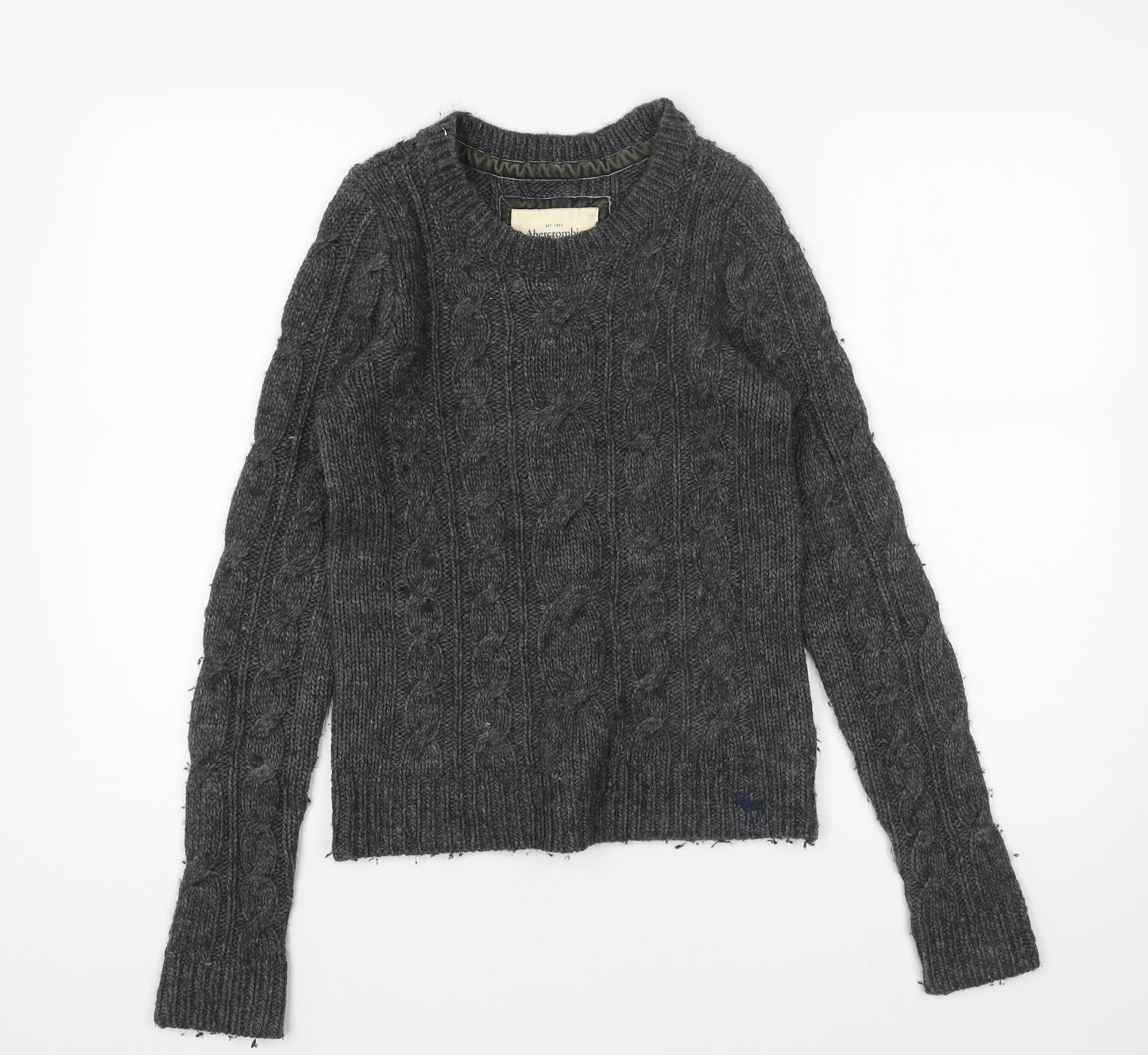 Abercrombie & Fitch Womens Grey Round Neck Acrylic Pullover Jumper Size S