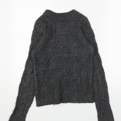 Abercrombie & Fitch Womens Grey Round Neck Acrylic Pullover Jumper Size S