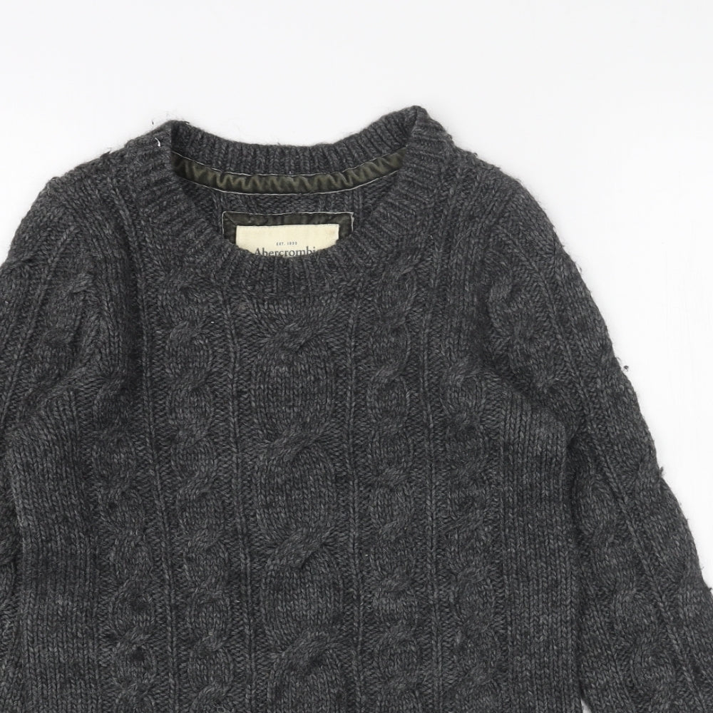 Abercrombie & Fitch Womens Grey Round Neck Acrylic Pullover Jumper Size S