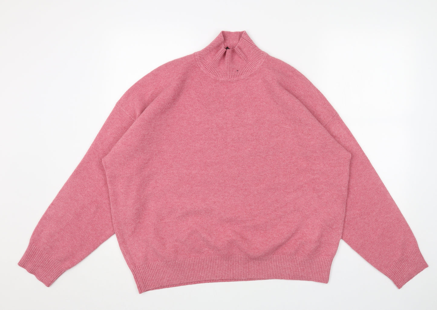 Marks and Spencer Womens Pink Mock Neck Acrylic Pullover Jumper Size L