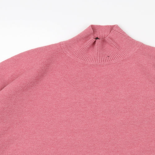 Marks and Spencer Womens Pink Mock Neck Acrylic Pullover Jumper Size L