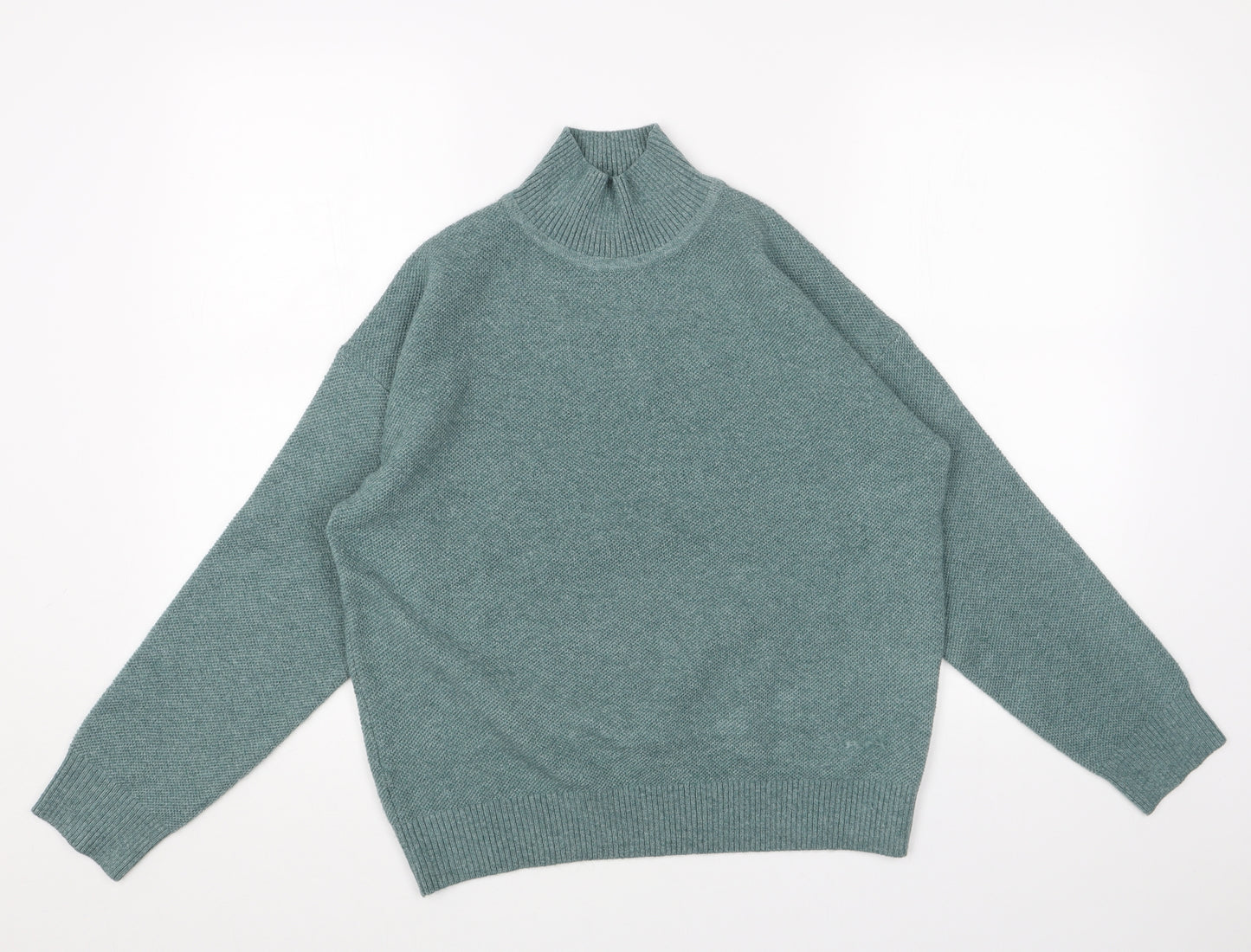 Marks and Spencer Womens Green Mock Neck Acrylic Pullover Jumper Size S