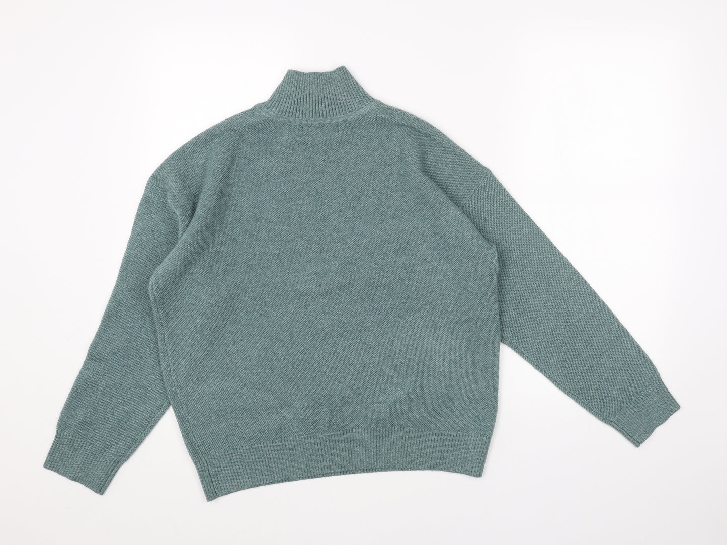Marks and Spencer Womens Green Mock Neck Acrylic Pullover Jumper Size S