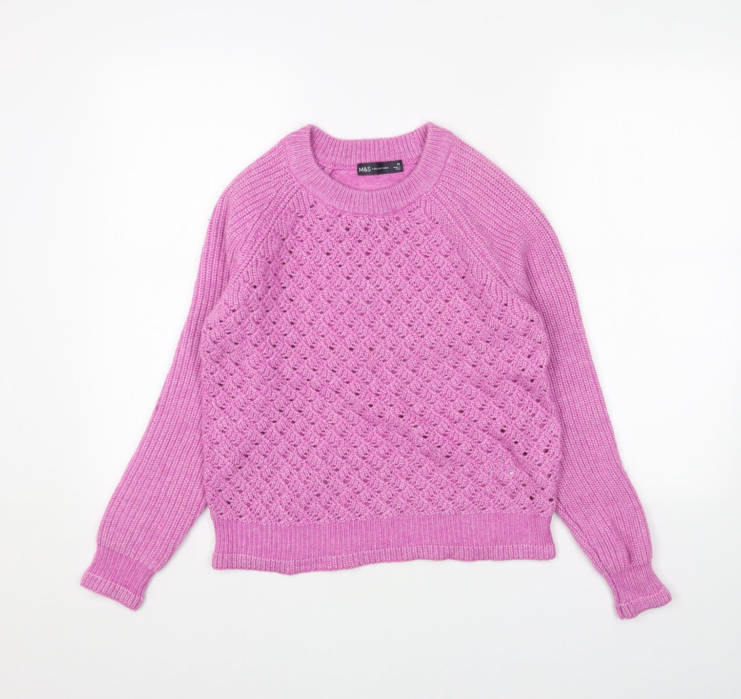 Marks and Spencer Womens Pink Round Neck Acrylic Pullover Jumper Size S
