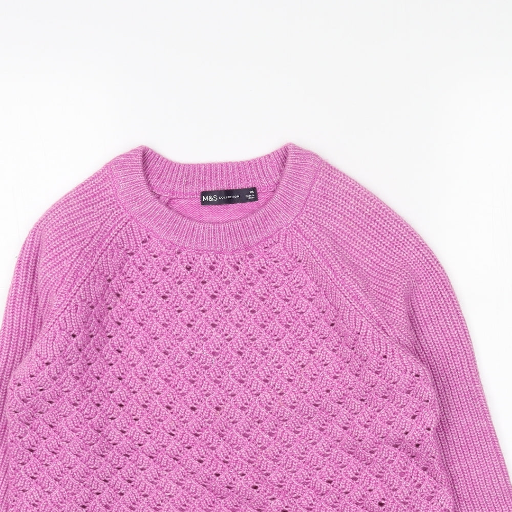 Marks and Spencer Womens Pink Round Neck Acrylic Pullover Jumper Size S