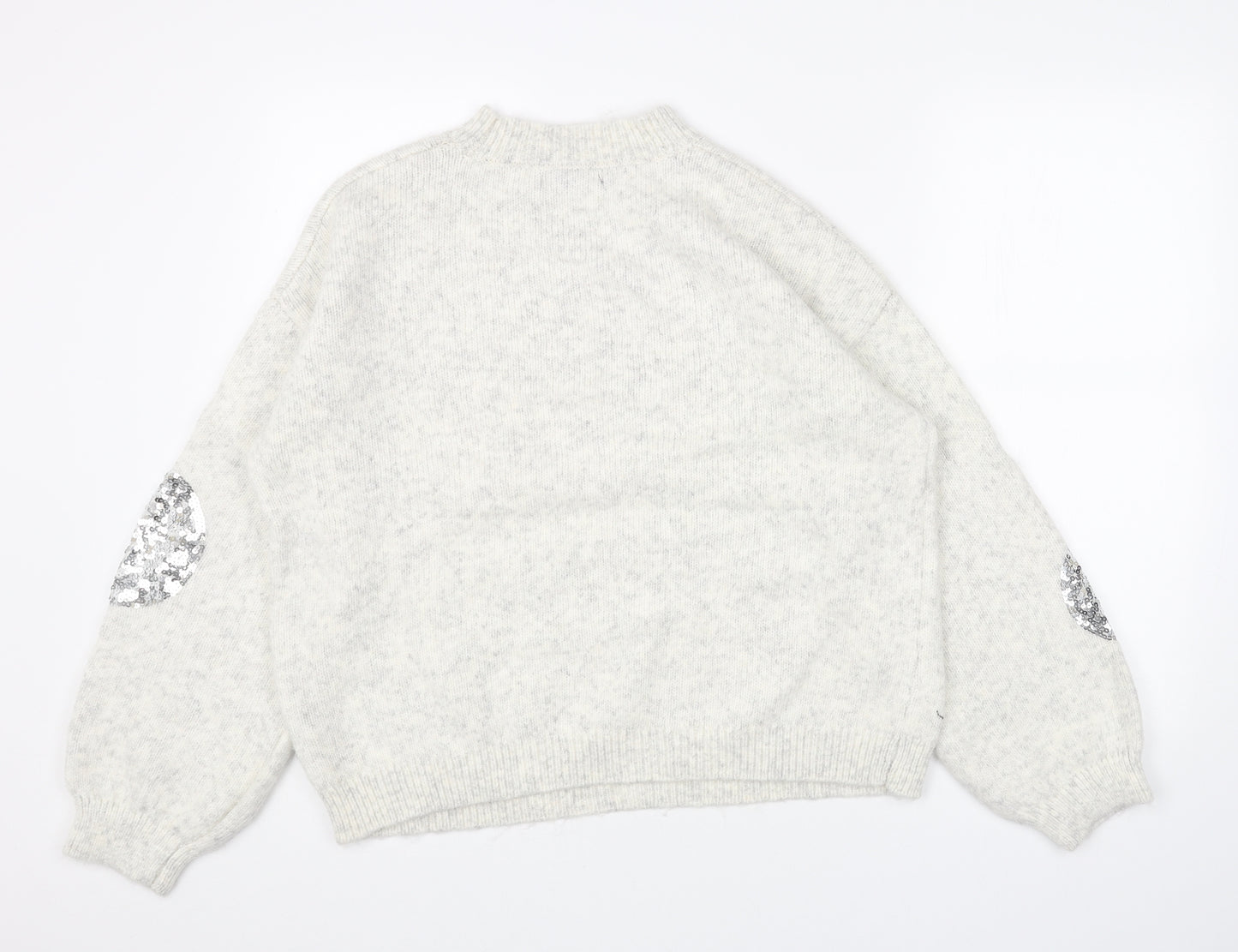 Marks and Spencer Womens Grey Round Neck Polka Dot Acrylic Pullover Jumper Size L
