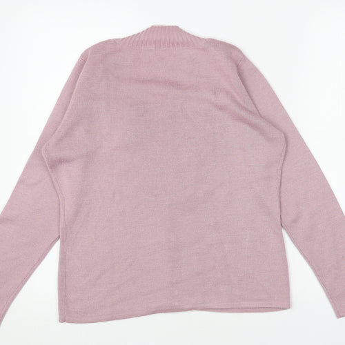 Damart Womens Purple Square Neck Floral Acrylic Pullover Jumper Size 10