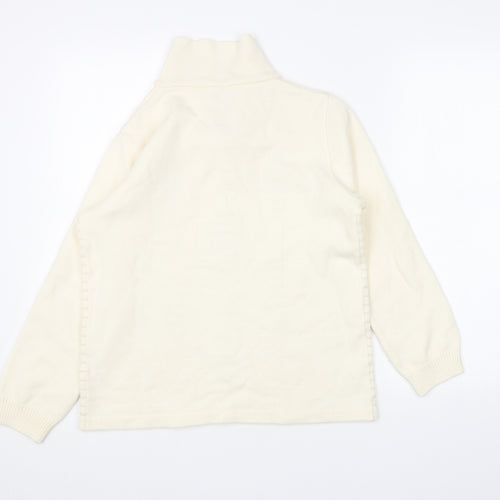 Meco Womens White V-Neck Argyle/Diamond Acrylic Pullover Jumper Size 12