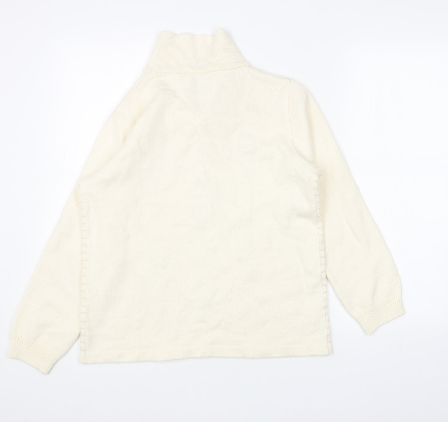 Meco Womens White V-Neck Argyle/Diamond Acrylic Pullover Jumper Size 12
