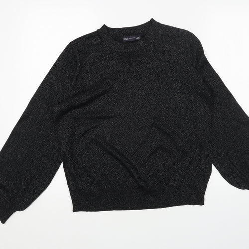 Marks and Spencer Womens Black Round Neck Acrylic Pullover Jumper Size M