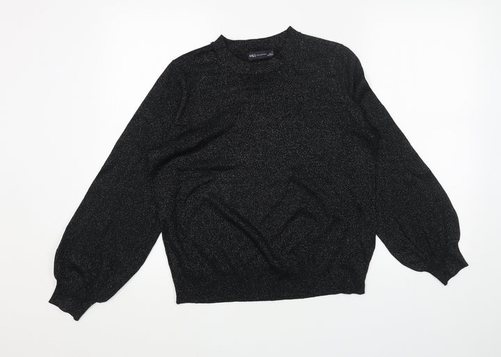 Marks and Spencer Womens Black Round Neck Acrylic Pullover Jumper Size M