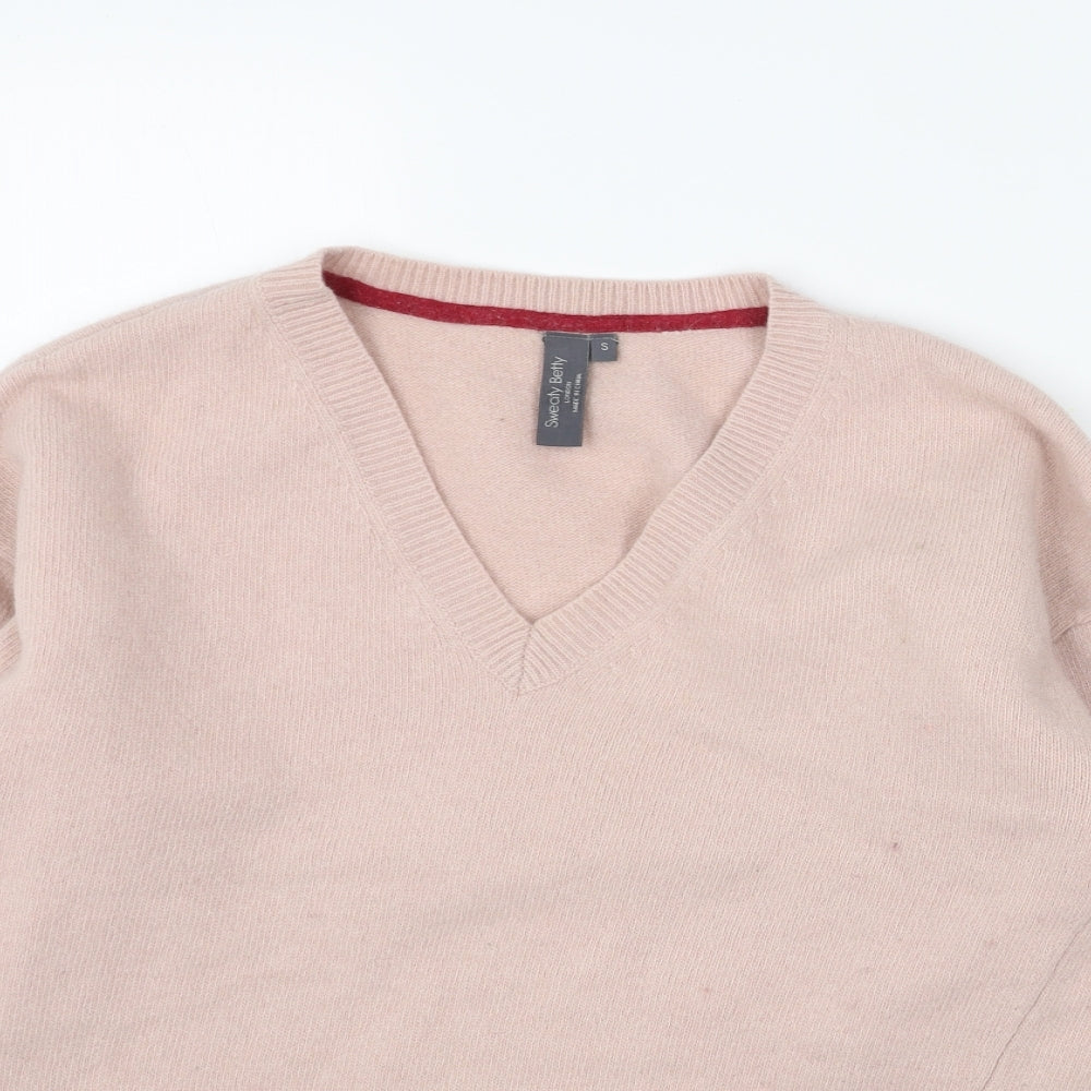 Sweaty Betty Womens Pink V-Neck Acrylic Pullover Jumper Size S