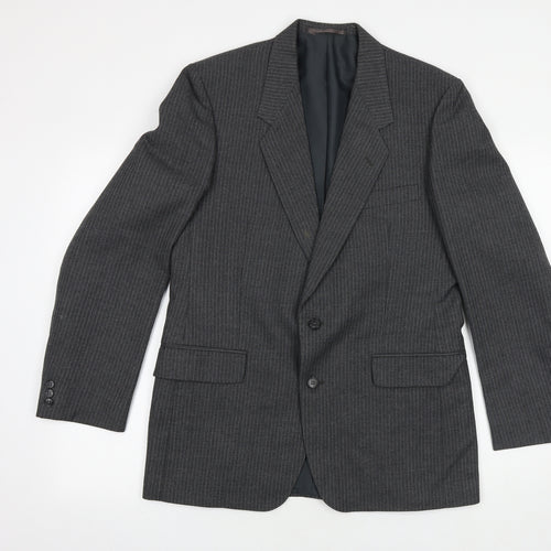 Canada Mens Grey Striped Wool Jacket Suit Jacket Size 40 Regular