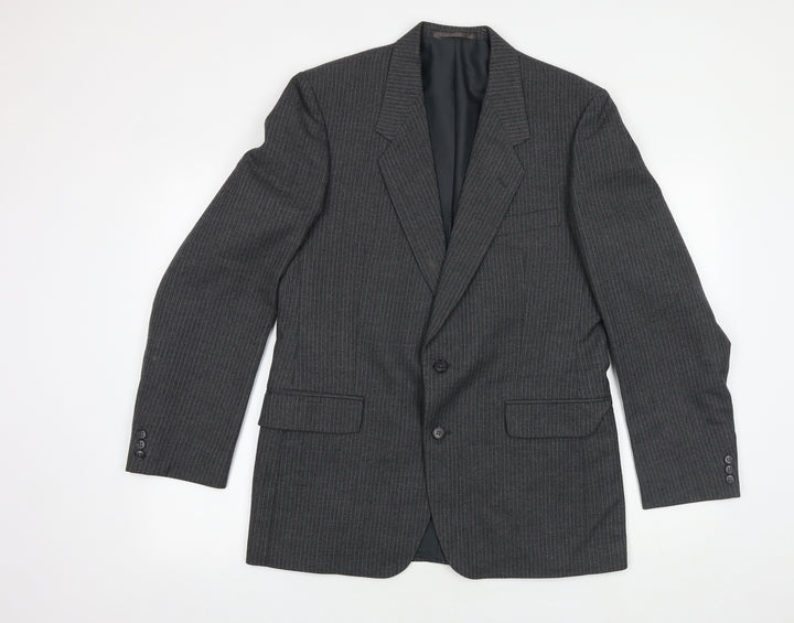 Canada Mens Grey Striped Wool Jacket Suit Jacket Size 40 Regular