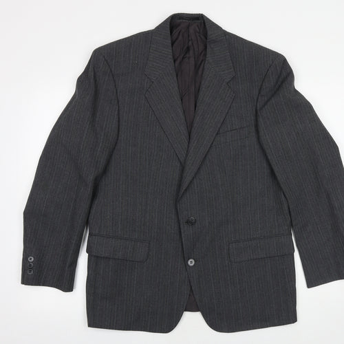St Michaels Mens Grey Striped Wool Jacket Suit Jacket Size 40 Regular