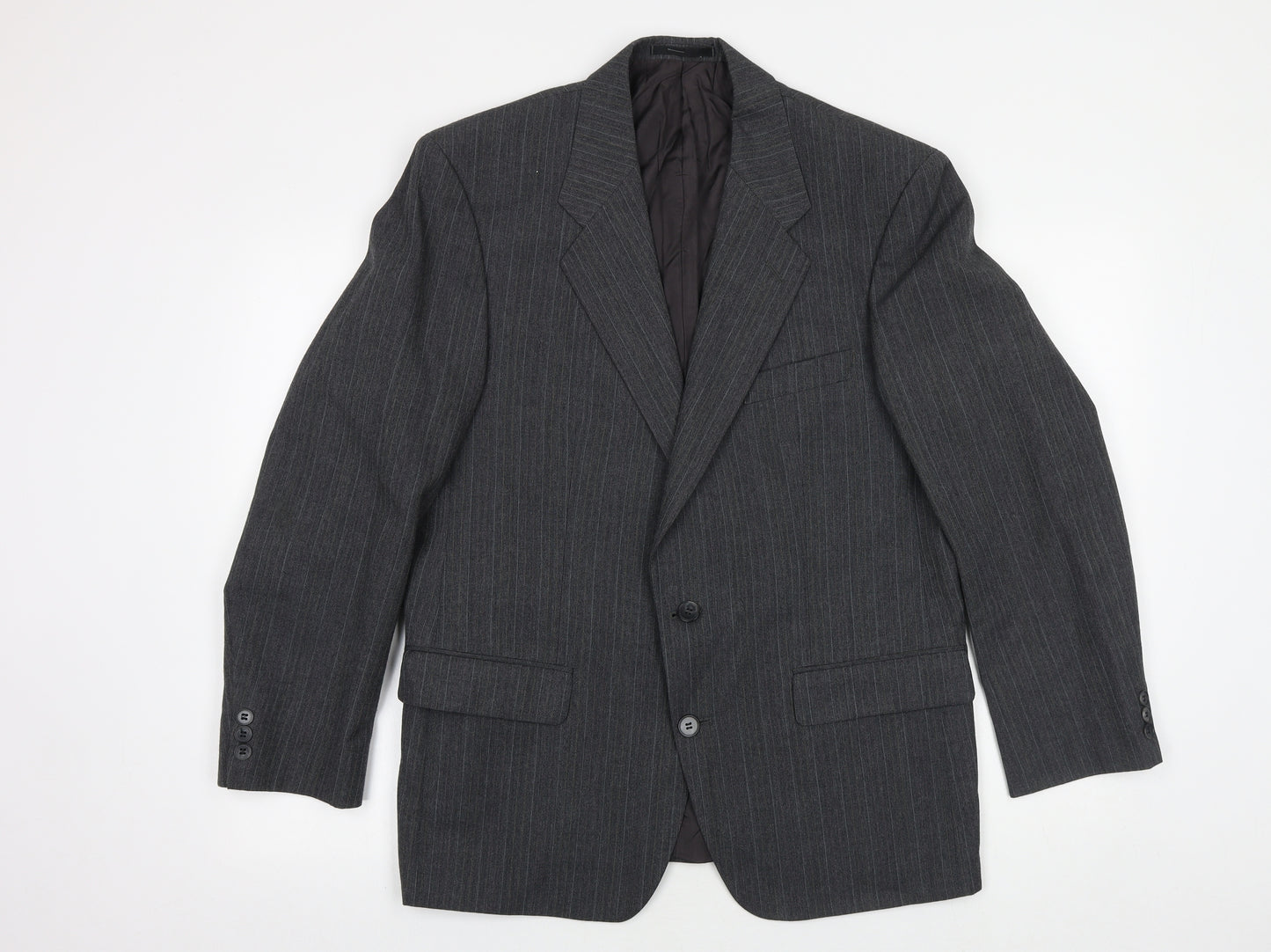 St Michaels Mens Grey Striped Wool Jacket Suit Jacket Size 40 Regular