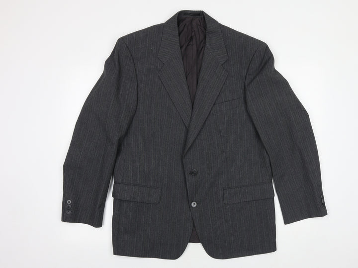 St Michaels Mens Grey Striped Wool Jacket Suit Jacket Size 40 Regular