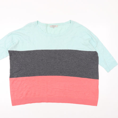 Great Plains Womens Multicoloured Striped Cotton Basic T-Shirt Size L Round Neck