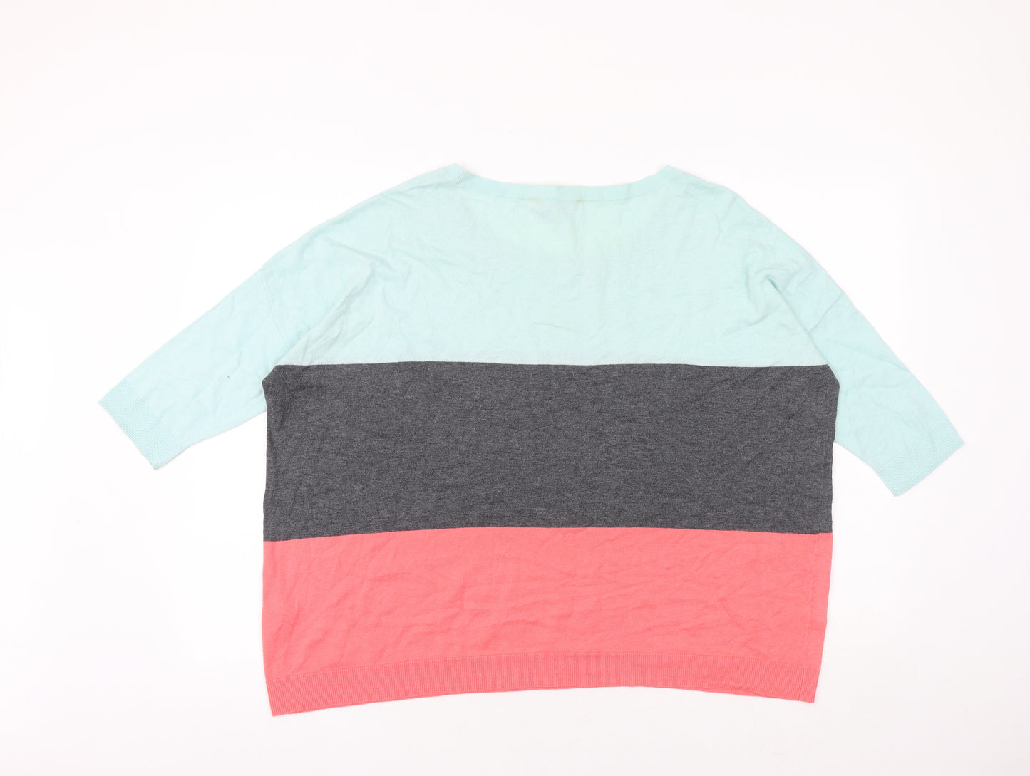 Great Plains Womens Multicoloured Striped Cotton Basic T-Shirt Size L Round Neck