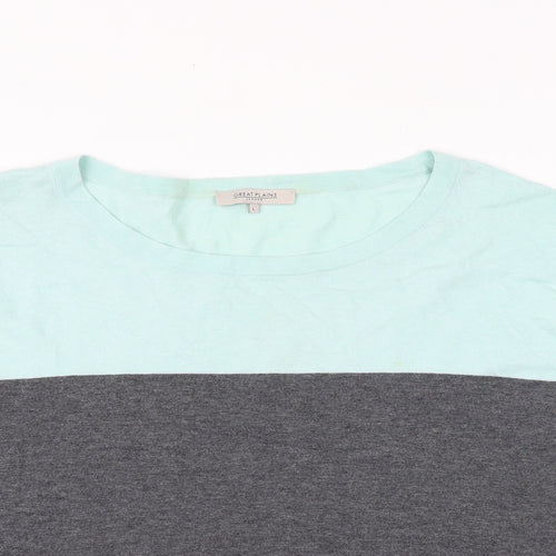 Great Plains Womens Multicoloured Striped Cotton Basic T-Shirt Size L Round Neck