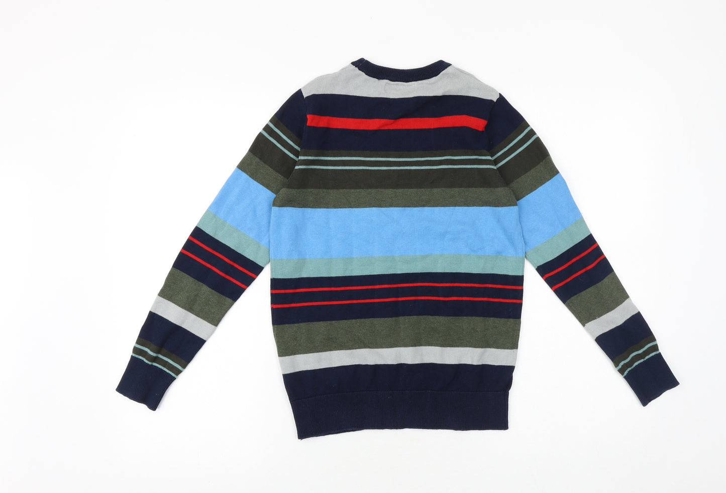 NEXT Boys Multicoloured Round Neck Striped 100% Cotton Pullover Jumper Size 11 Years Pullover