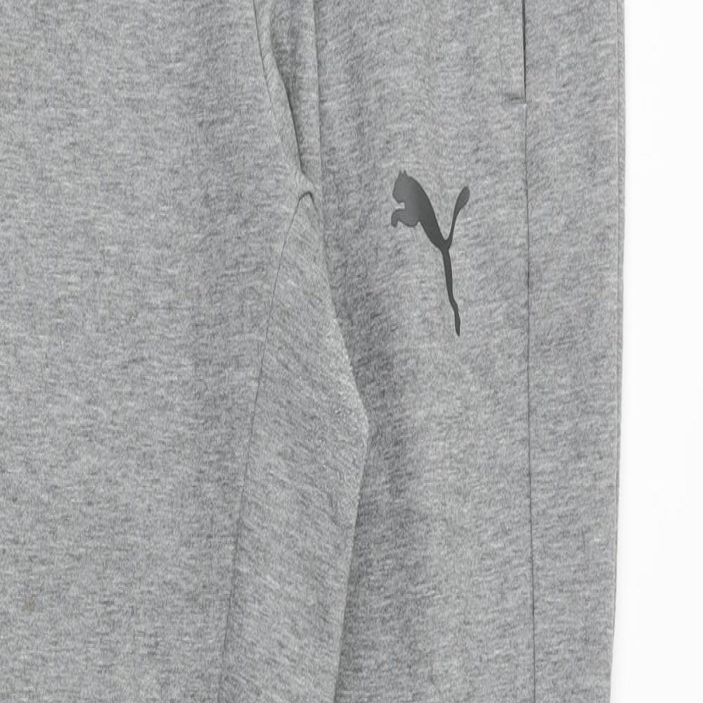 PUMA Mens Grey Cotton Jogger Trousers Size M Regular Drawstring