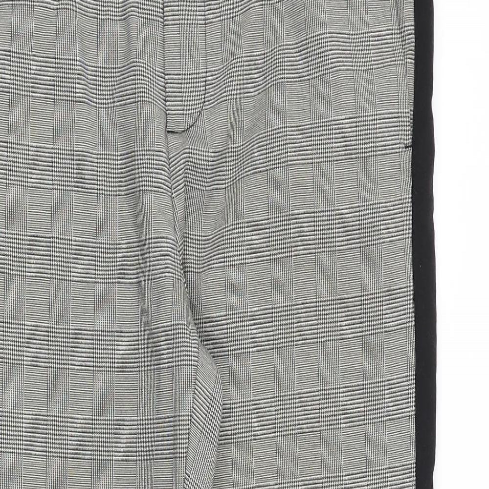 H&M Mens Grey Plaid Cotton Trousers Size 32 in Regular Zip - Side Stripe