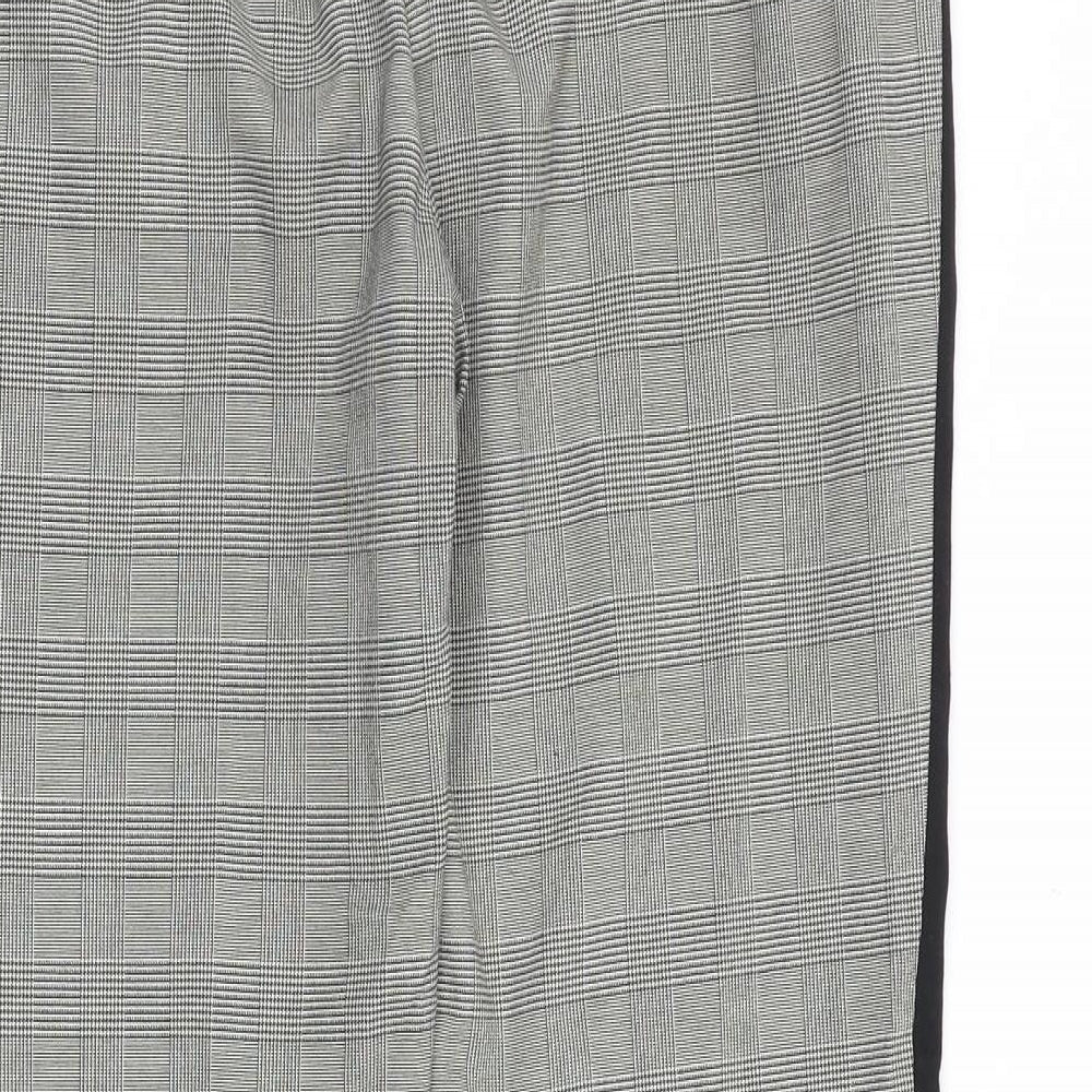 H&M Mens Grey Plaid Cotton Trousers Size 32 in Regular Zip - Side Stripe