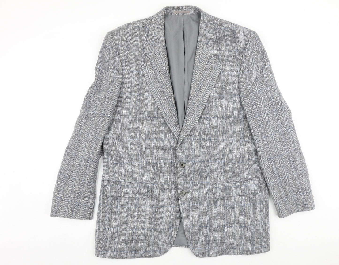 Centaur Mens Grey Plaid Polyester Jacket Suit Jacket Size 38 Regular