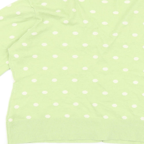 Woollovers Womens Green V-Neck Polka Dot Cotton Cardigan Jumper Size M