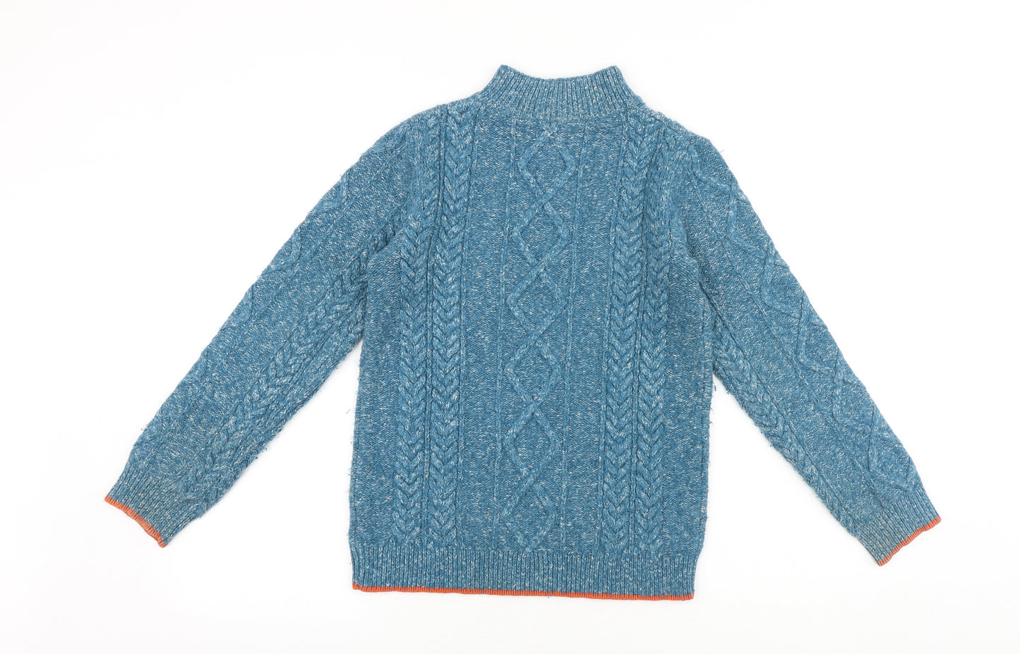 John Lewis Boys Blue Mock Neck Acrylic Pullover Jumper Size 10 Years Zip