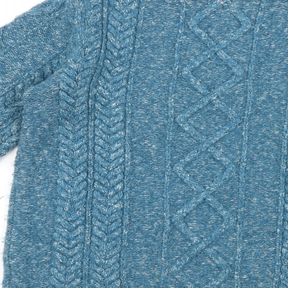 John Lewis Boys Blue Mock Neck Acrylic Pullover Jumper Size 10 Years Zip