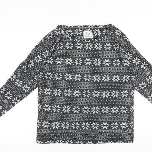 Primark Womens Grey Fair Isle Polyester Pullover Sweatshirt Size 10 Pullover - Loungewear