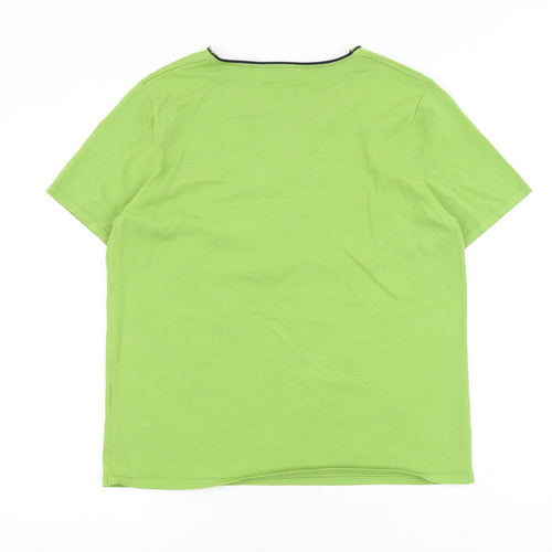 Al Paradise Womens Green Viscose Basic T-Shirt Size M V-Neck