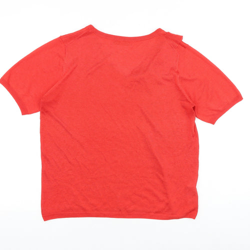 Mango Womens Red Polyester Basic Blouse Size XS V-Neck