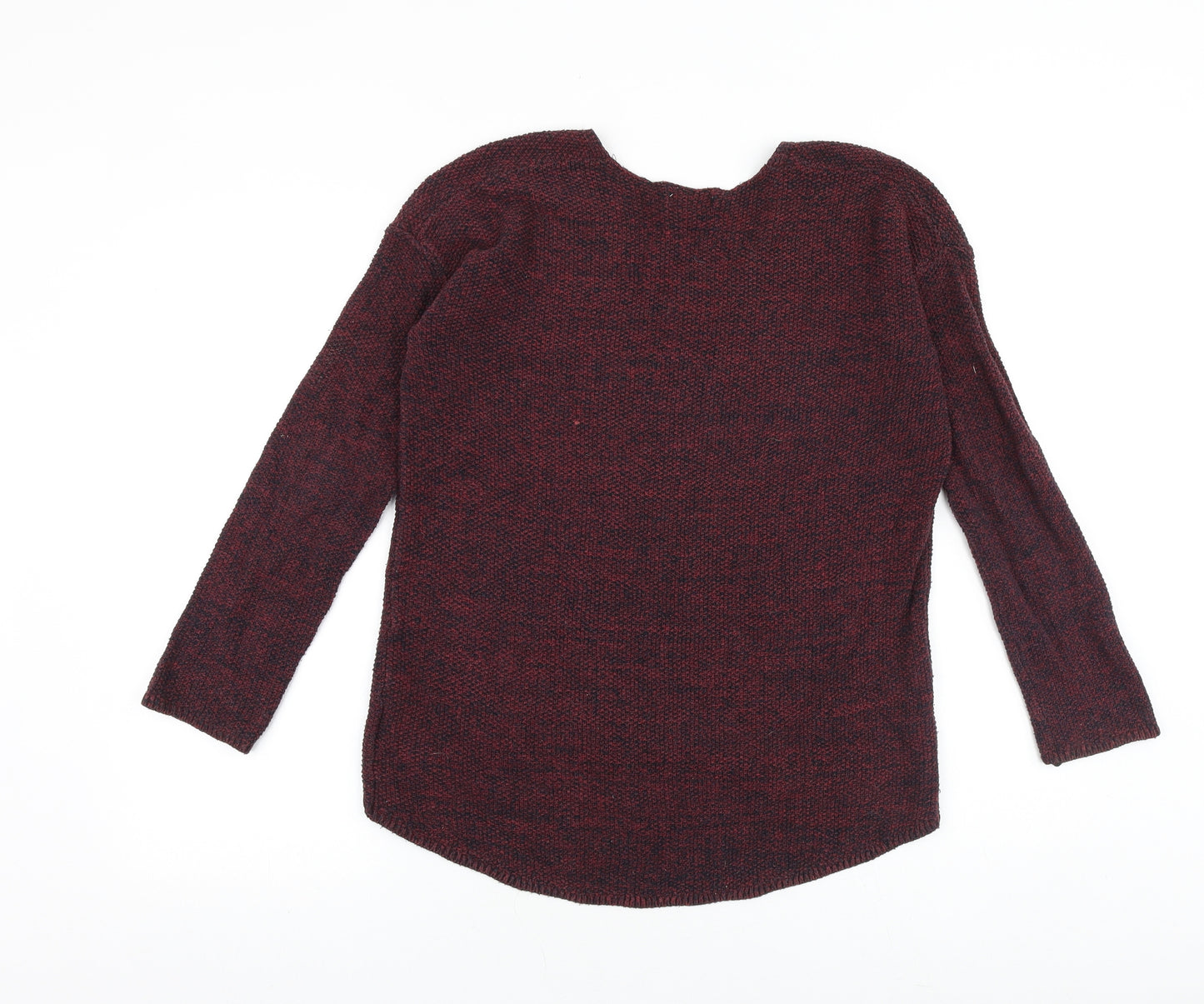 H&M Womens Red V-Neck Acrylic Pullover Jumper Size XS