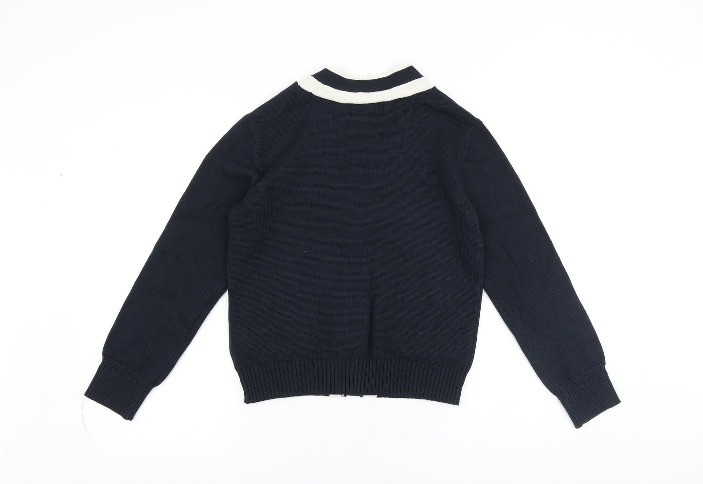 Marks and Spencer Womens Blue V-Neck Cotton Cardigan Jumper Size S