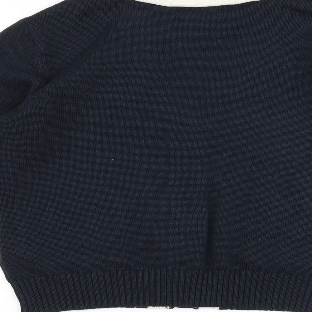 Marks and Spencer Womens Blue V-Neck Cotton Cardigan Jumper Size S