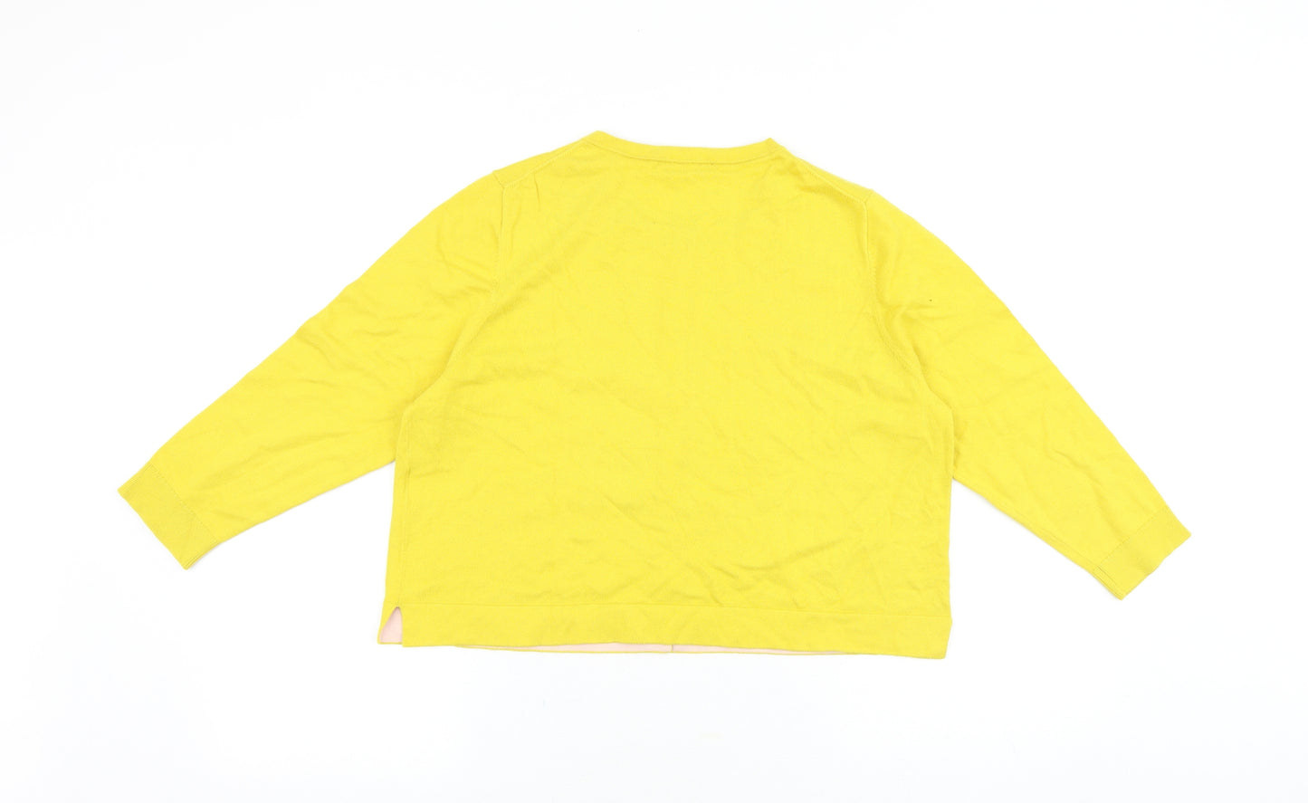 Boden Womens Yellow Round Neck Cotton Cardigan Jumper Size L