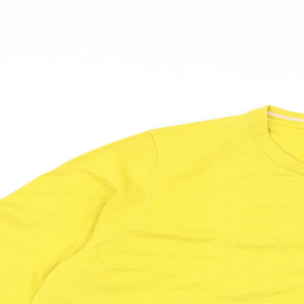 Boden Womens Yellow Round Neck Cotton Cardigan Jumper Size L