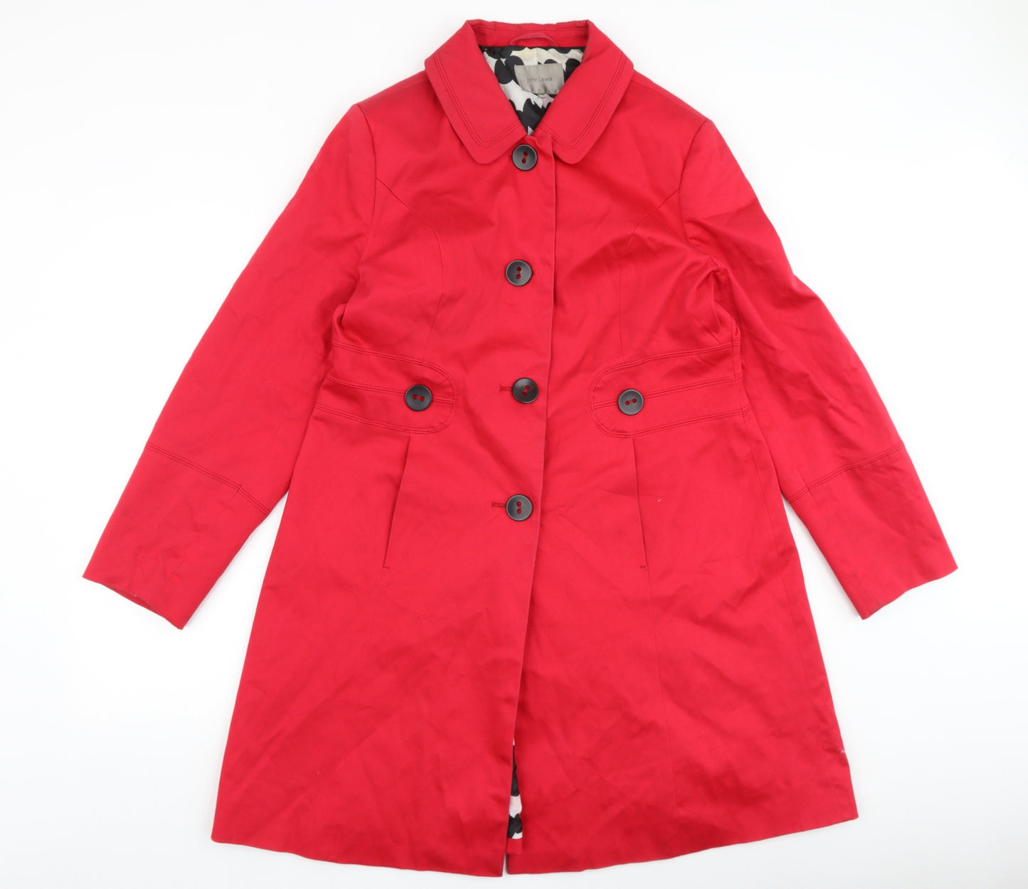 John Lewis Womens Red Pea Coat Coat Size 16 Button