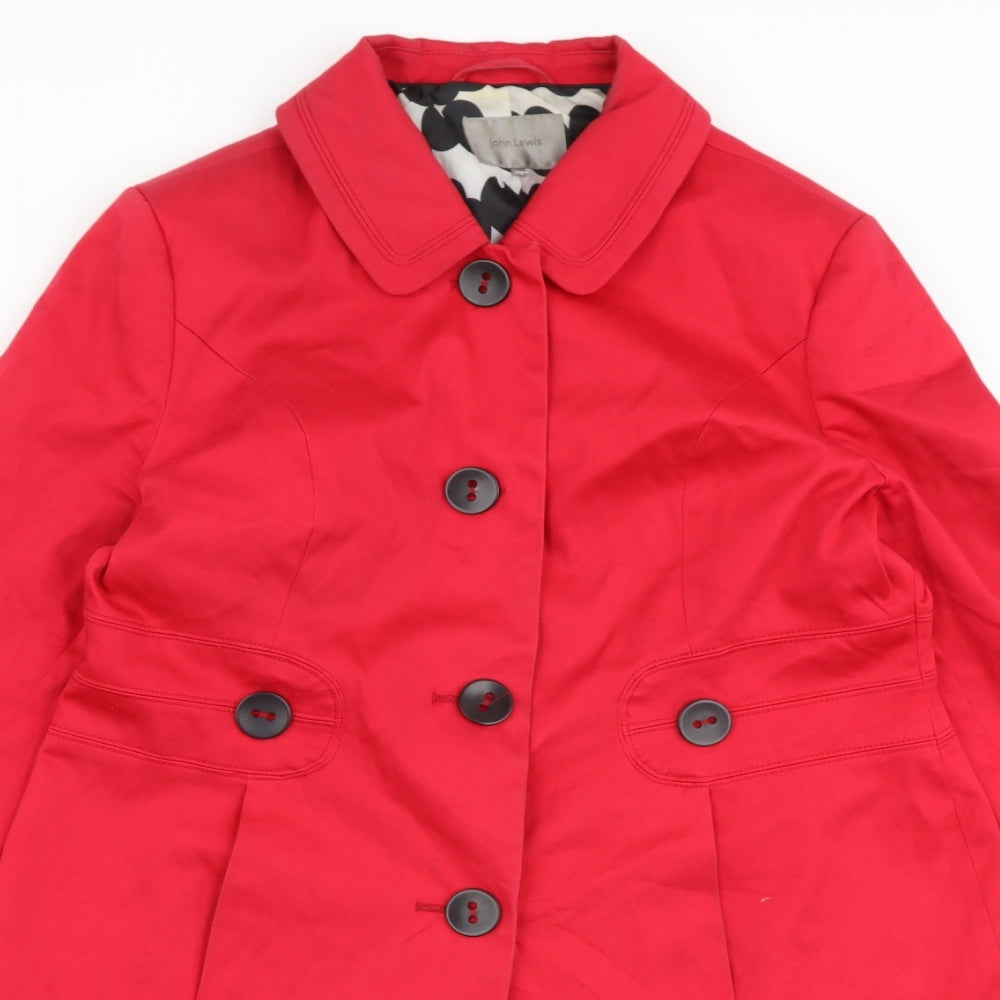 John Lewis Womens Red Pea Coat Coat Size 16 Button