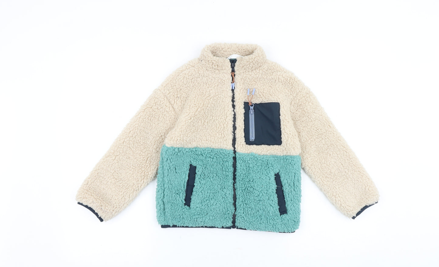 Marks and Spencer Boys Beige Colourblock Jacket Size 6-7 Years Zip