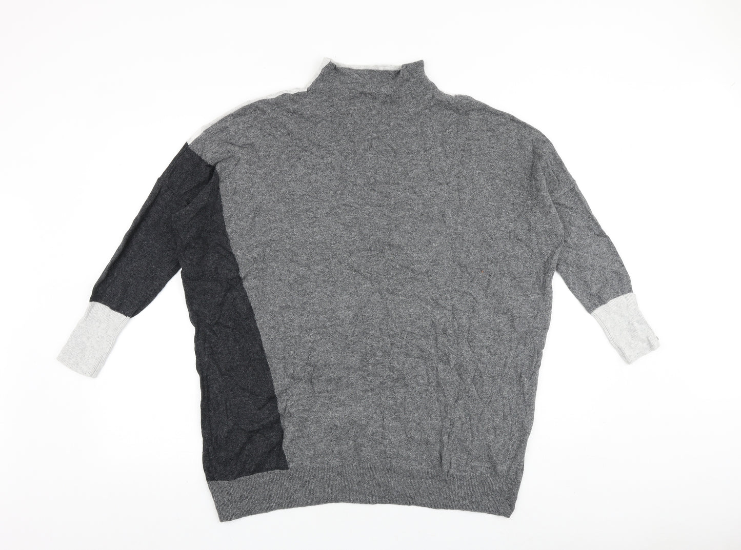 Mint Velvet Womens Grey Mock Neck Geometric Acrylic Pullover Jumper Size S - Star